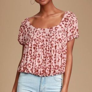 Free People Megs Pink Cheetah Print Top-Lg